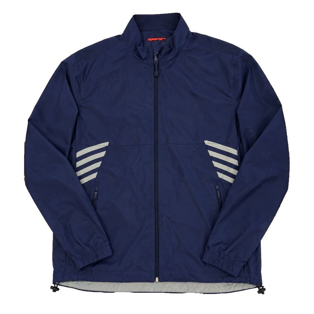 Simply For Sports Windbreaker Jacket Mens M Navy Mesh Lined Reflective Full Zip